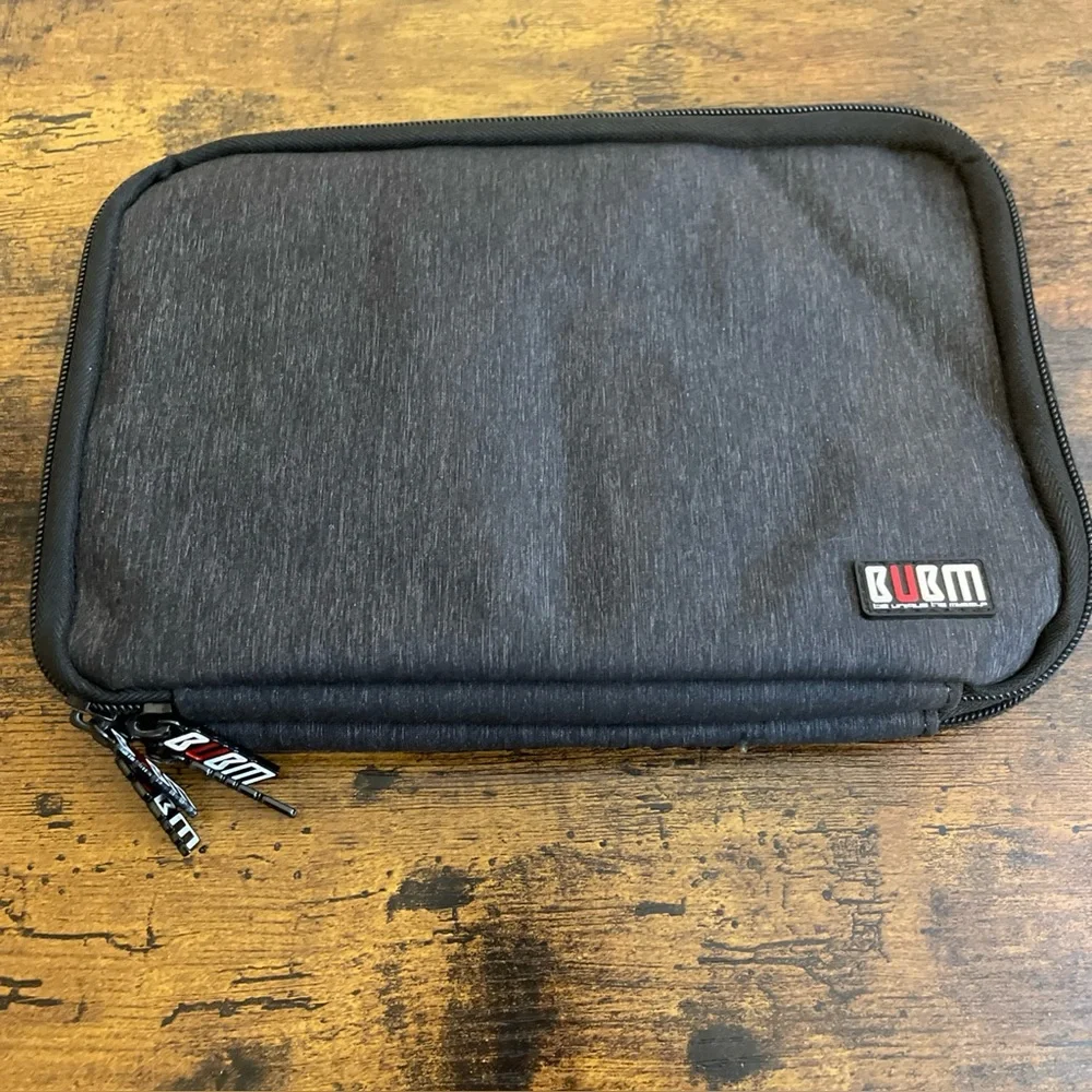 BUBM Double Layer Med Travel Gear Organizer Electronics Accessories Bag In Black